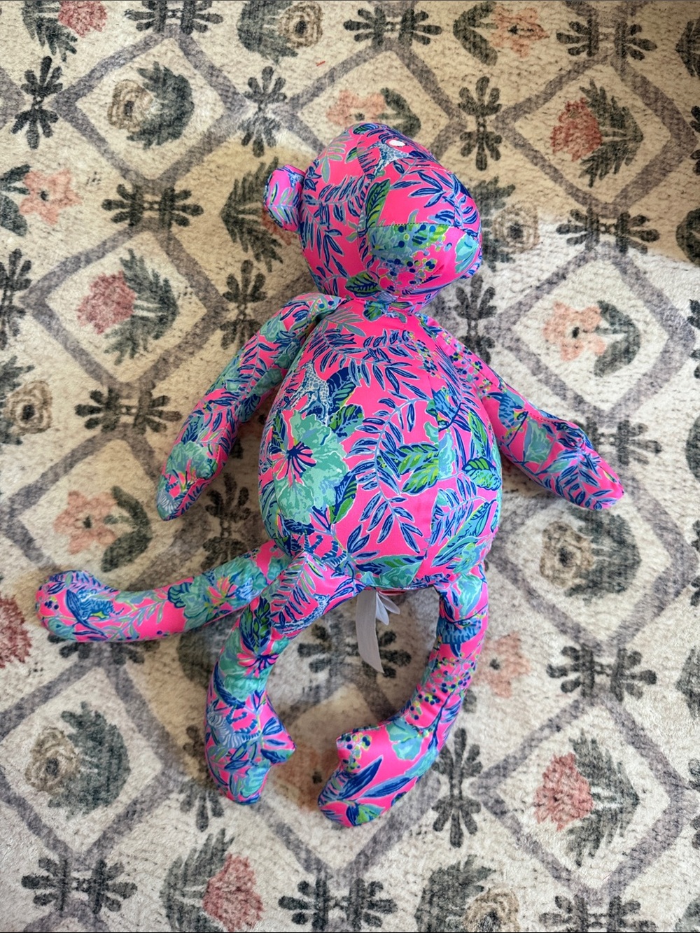 Plush Tropical Floral Pink Monkey Stuffed Toy - Kids Toys Lilly Pulitzer